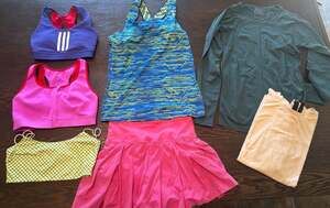 Women's Activewear Bundle 7 pcs Lot Athleta Long Sleeve Adidas Tees and Sports B